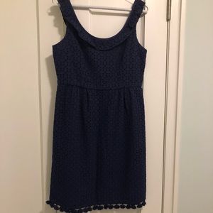 Navy lace dress with tassel detail